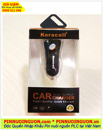 Koracell XH-KO-CA05, Sạc trên xe hơi Car CHARGER Koracell XH-KO-CA05 (2 cổng USB, 2.4A) /B.hành 01 tháng